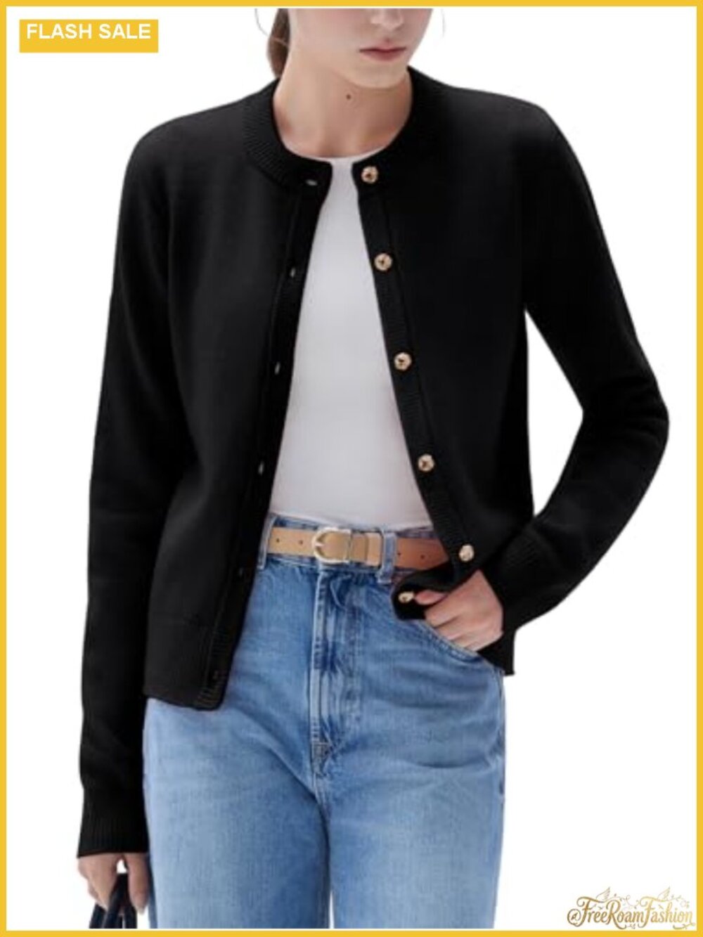 Cashmere Chunky Cardigan Sweater Button Up Knit Long Sleeve Cropped
